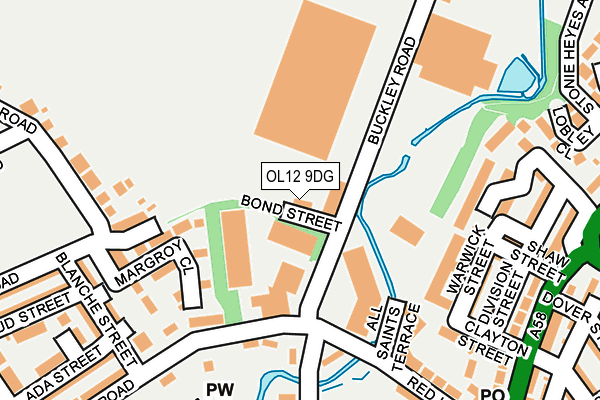 OL12 9DG map - OS OpenMap – Local (Ordnance Survey)