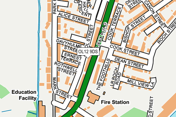 OL12 9DS map - OS OpenMap – Local (Ordnance Survey)