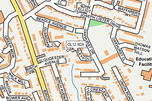 OL12 9DX map - OS OpenMap – Local (Ordnance Survey)