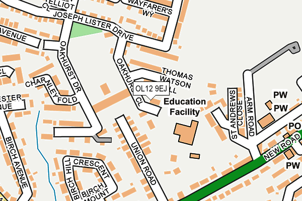 OL12 9EJ map - OS OpenMap – Local (Ordnance Survey)