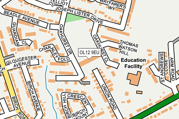 OL12 9EU map - OS OpenMap – Local (Ordnance Survey)