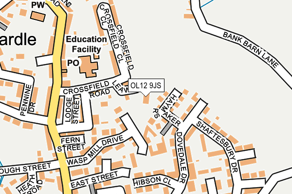 OL12 9JS map - OS OpenMap – Local (Ordnance Survey)