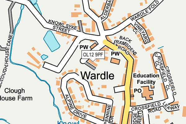 OL12 9PF map - OS OpenMap – Local (Ordnance Survey)