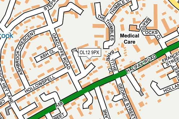 OL12 9PX map - OS OpenMap – Local (Ordnance Survey)