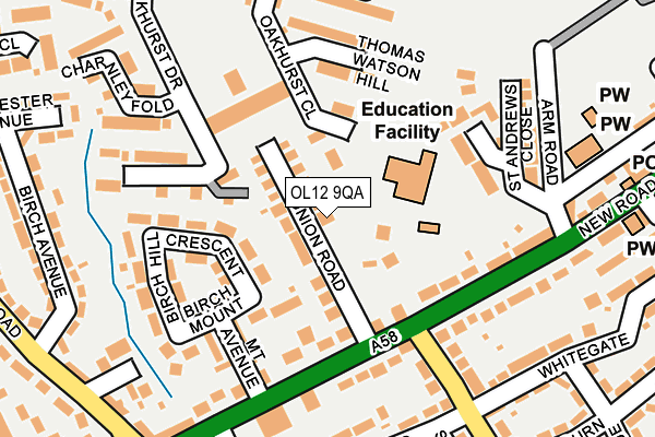 OL12 9QA map - OS OpenMap – Local (Ordnance Survey)