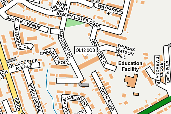 OL12 9QB map - OS OpenMap – Local (Ordnance Survey)