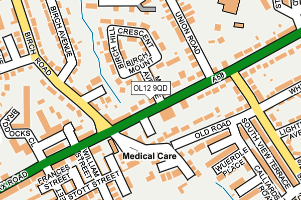 OL12 9QD map - OS OpenMap – Local (Ordnance Survey)