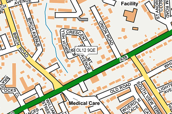 OL12 9QE map - OS OpenMap – Local (Ordnance Survey)