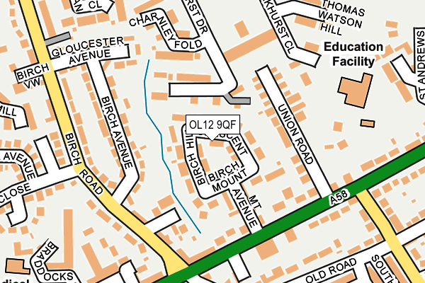 OL12 9QF map - OS OpenMap – Local (Ordnance Survey)