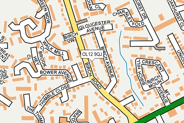 OL12 9QJ map - OS OpenMap – Local (Ordnance Survey)