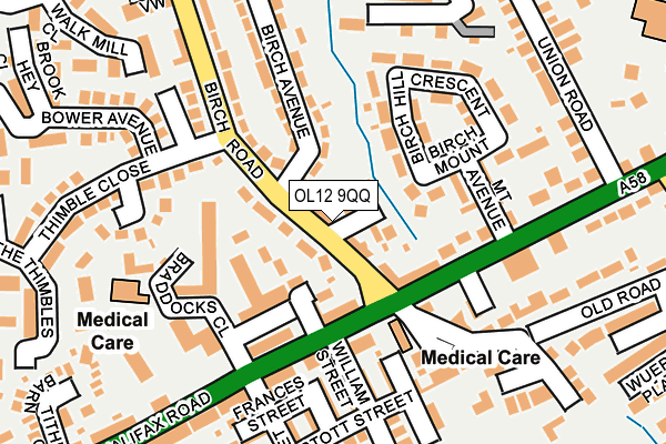 OL12 9QQ map - OS OpenMap – Local (Ordnance Survey)