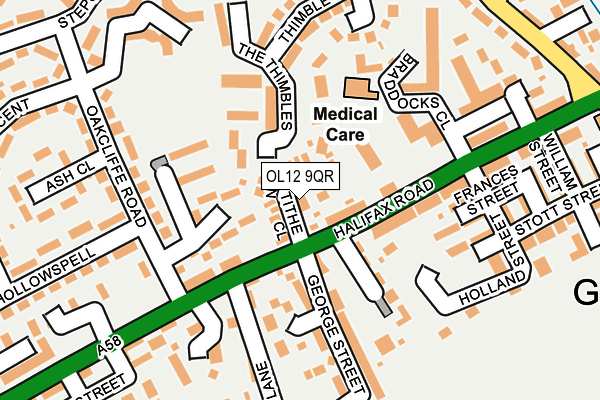 OL12 9QR map - OS OpenMap – Local (Ordnance Survey)