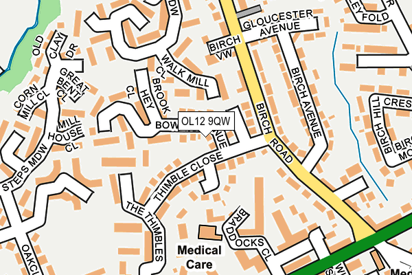 OL12 9QW map - OS OpenMap – Local (Ordnance Survey)