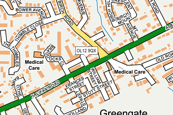 OL12 9QX map - OS OpenMap – Local (Ordnance Survey)