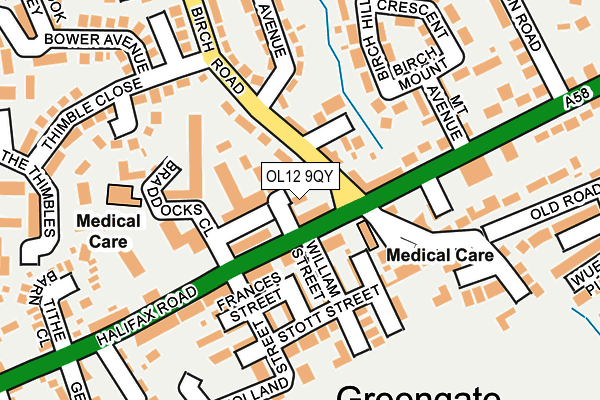 OL12 9QY map - OS OpenMap – Local (Ordnance Survey)
