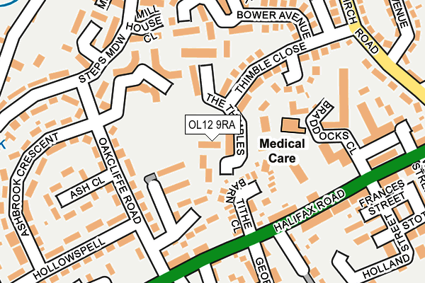 OL12 9RA map - OS OpenMap – Local (Ordnance Survey)