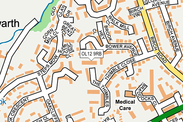 OL12 9RB map - OS OpenMap – Local (Ordnance Survey)