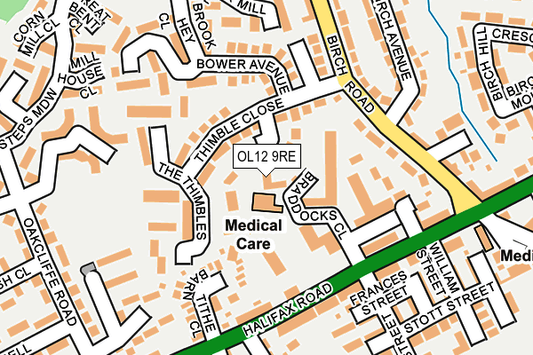 OL12 9RE map - OS OpenMap – Local (Ordnance Survey)