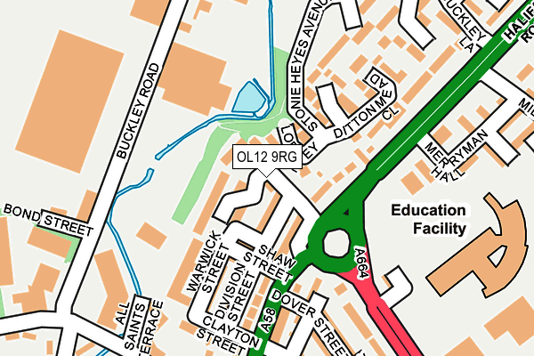 OL12 9RG map - OS OpenMap – Local (Ordnance Survey)