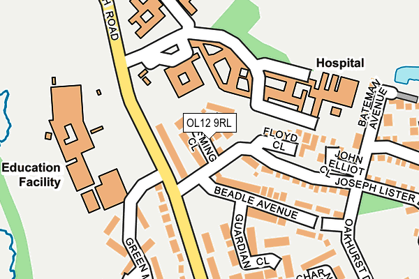 OL12 9RL map - OS OpenMap – Local (Ordnance Survey)