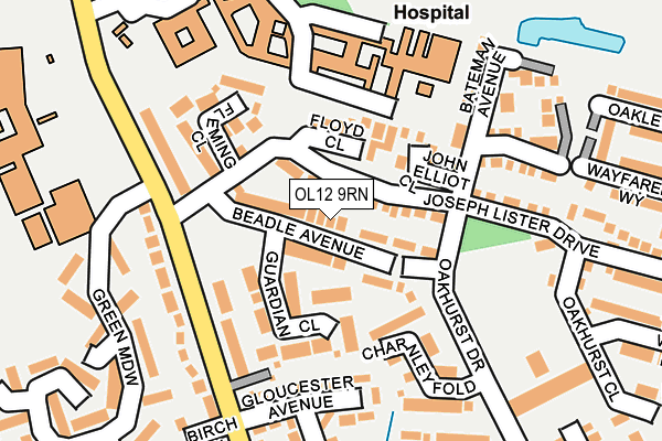 OL12 9RN map - OS OpenMap – Local (Ordnance Survey)
