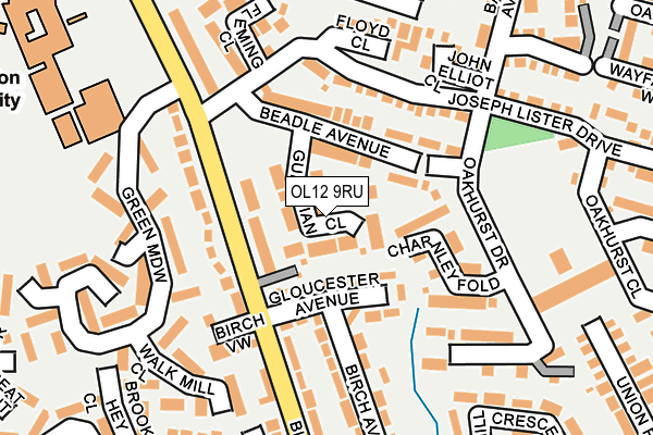 OL12 9RU map - OS OpenMap – Local (Ordnance Survey)