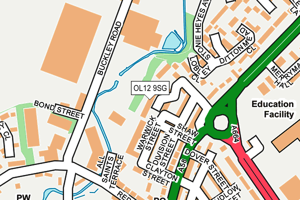 OL12 9SG map - OS OpenMap – Local (Ordnance Survey)