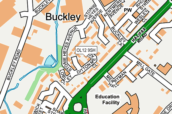 OL12 9SH map - OS OpenMap – Local (Ordnance Survey)