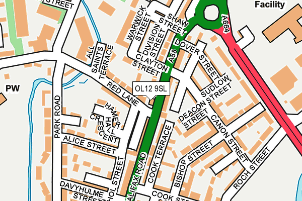 OL12 9SL map - OS OpenMap – Local (Ordnance Survey)