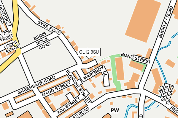 OL12 9SU map - OS OpenMap – Local (Ordnance Survey)