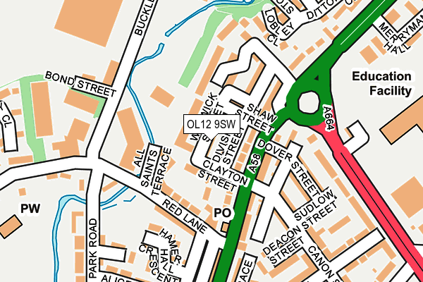 OL12 9SW map - OS OpenMap – Local (Ordnance Survey)
