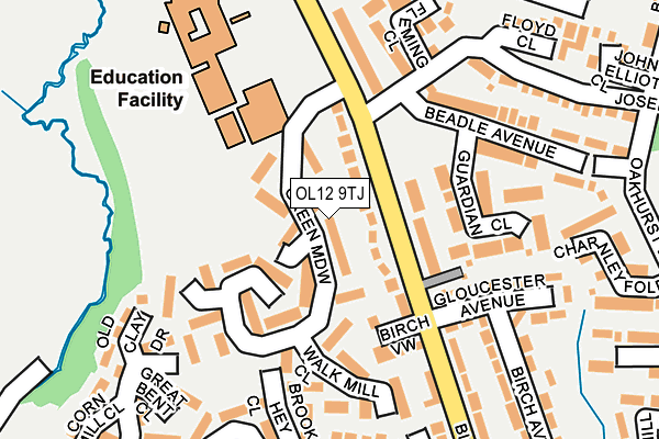 OL12 9TJ map - OS OpenMap – Local (Ordnance Survey)
