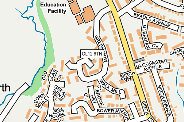 OL12 9TN map - OS OpenMap – Local (Ordnance Survey)