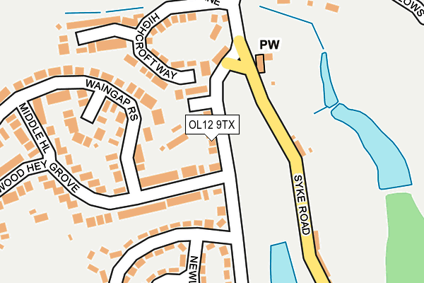 OL12 9TX map - OS OpenMap – Local (Ordnance Survey)