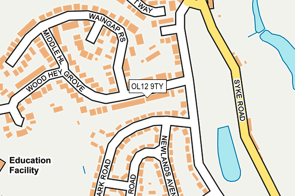 OL12 9TY map - OS OpenMap – Local (Ordnance Survey)