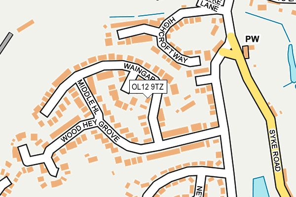 OL12 9TZ map - OS OpenMap – Local (Ordnance Survey)