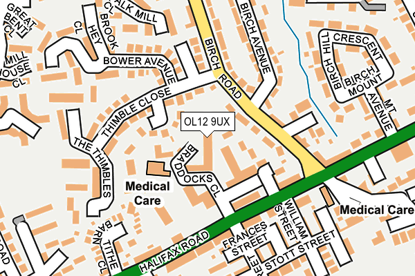 OL12 9UX map - OS OpenMap – Local (Ordnance Survey)