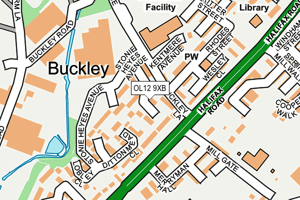 OL12 9XB map - OS OpenMap – Local (Ordnance Survey)