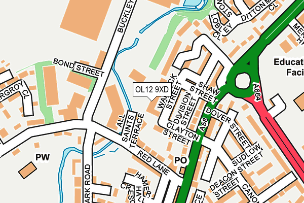 OL12 9XD map - OS OpenMap – Local (Ordnance Survey)