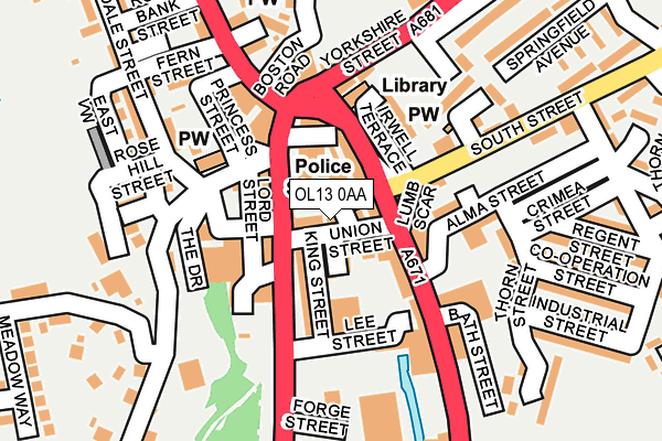 OL13 0AA map - OS OpenMap – Local (Ordnance Survey)