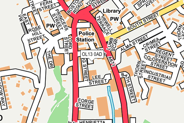 OL13 0AD map - OS OpenMap – Local (Ordnance Survey)