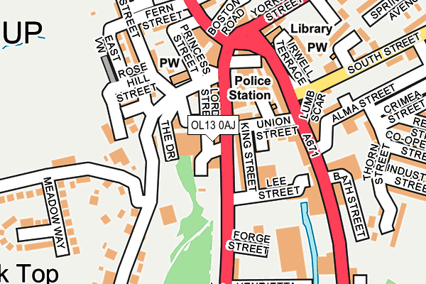 OL13 0AJ map - OS OpenMap – Local (Ordnance Survey)