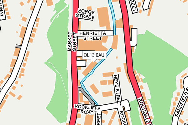 OL13 0AU map - OS OpenMap – Local (Ordnance Survey)