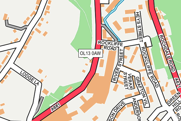 OL13 0AW map - OS OpenMap – Local (Ordnance Survey)