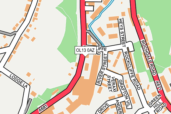 OL13 0AZ map - OS OpenMap – Local (Ordnance Survey)