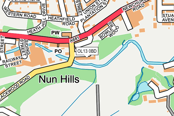 OL13 0BD map - OS OpenMap – Local (Ordnance Survey)