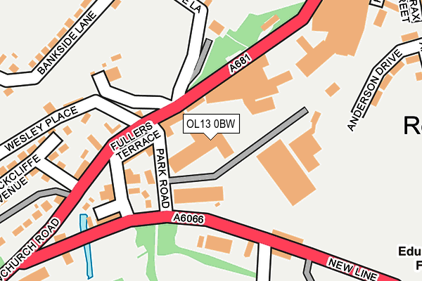 OL13 0BW map - OS OpenMap – Local (Ordnance Survey)