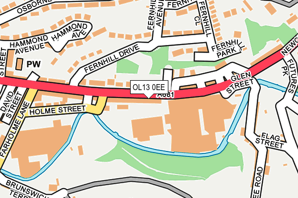 OL13 0EE map - OS OpenMap – Local (Ordnance Survey)