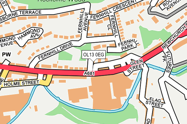 OL13 0EG map - OS OpenMap – Local (Ordnance Survey)