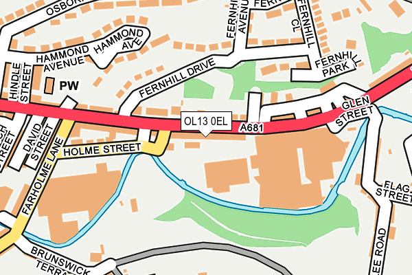 OL13 0EL map - OS OpenMap – Local (Ordnance Survey)